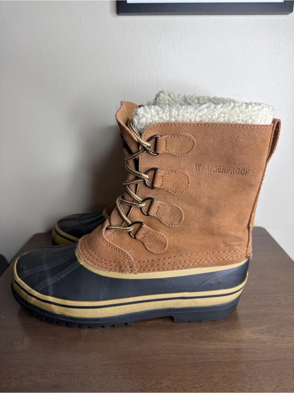 Weatherproof Brown Suede Winter Snow Boots Sz 10 Mens